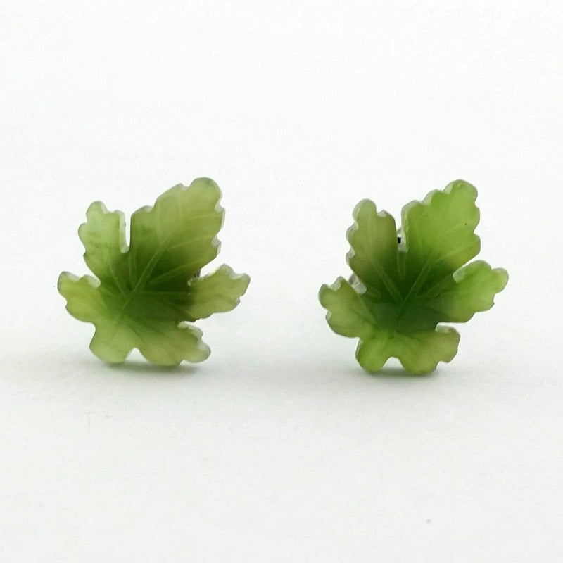 Jade Earrings - Maple Leaf - The Jade Store