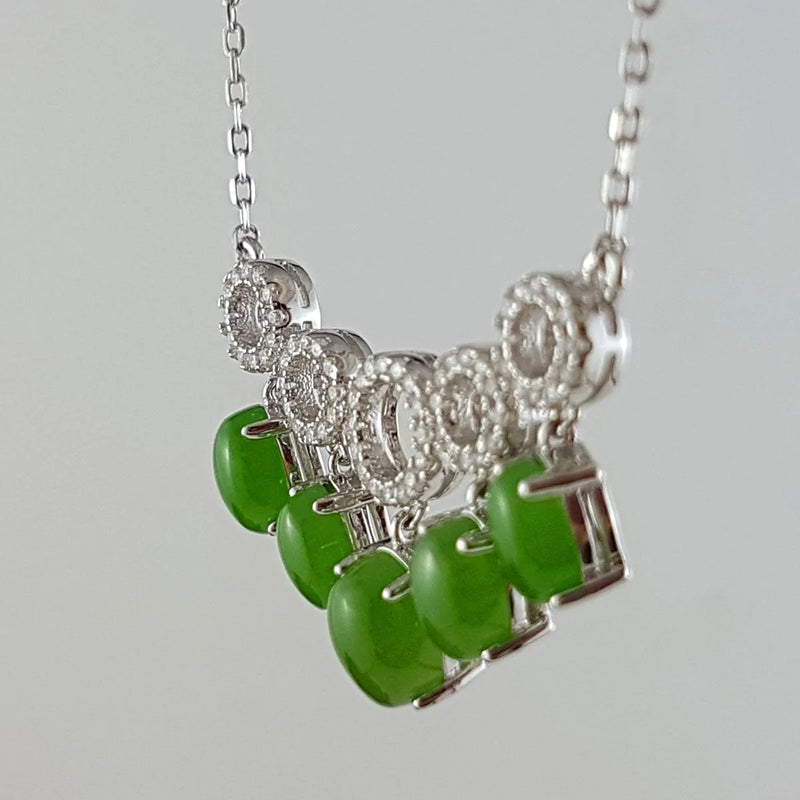Jade Necklace – 5 Circles w/ Cabs - The Jade Store