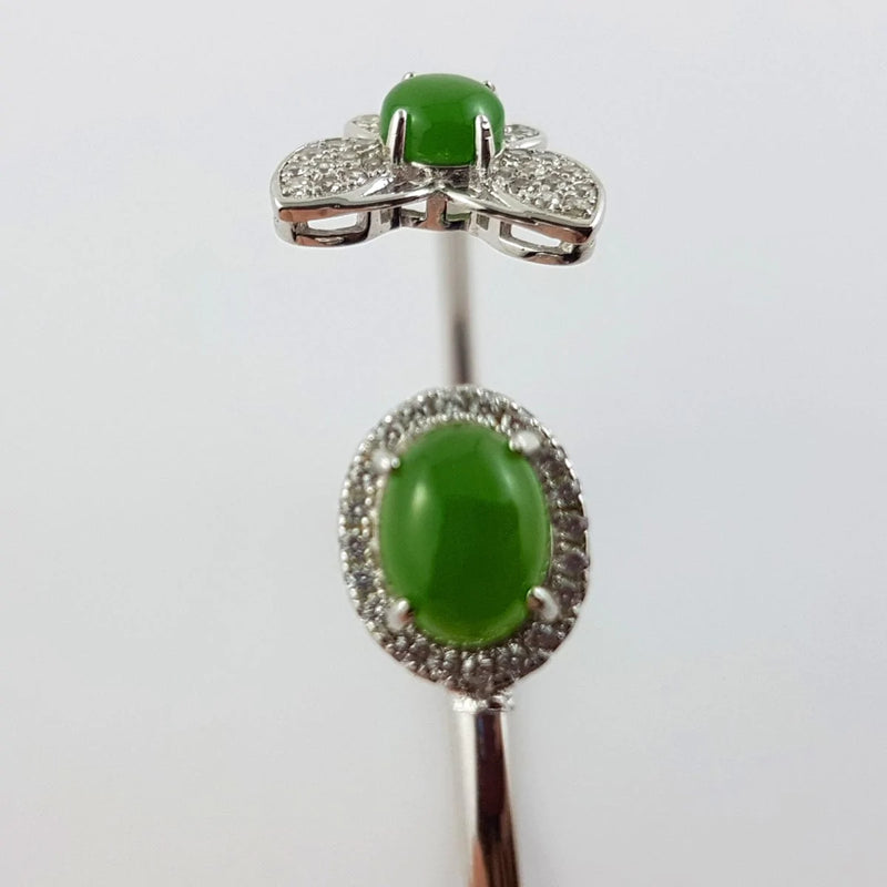 Jade Bracelet - Silver Cuff Bangle - The Jade Store
