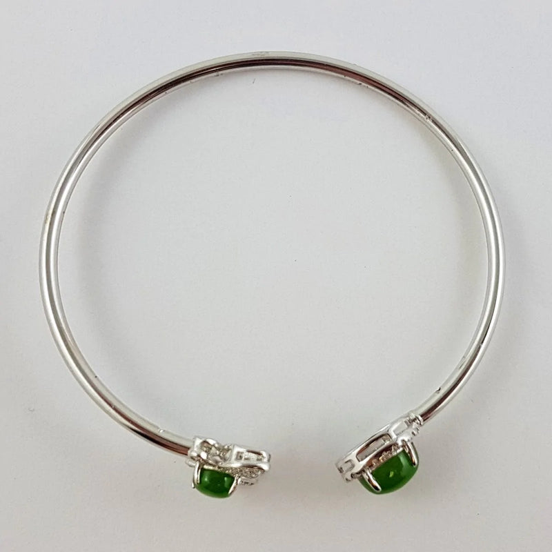 Jade Bracelet - Silver Cuff Bangle - The Jade Store