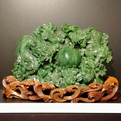 Jade Double Dragon Carving - The Jade Store