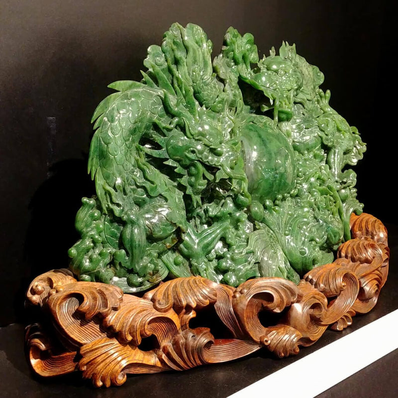 Jade Double Dragon Carving - The Jade Store