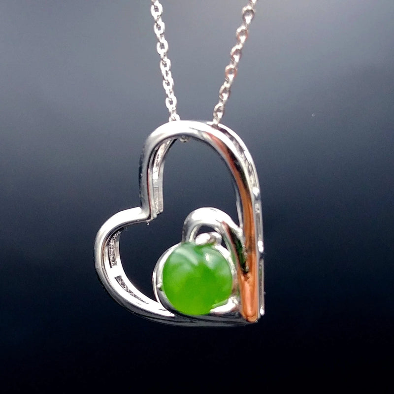 Jade Pendant - Heart Nested Silver - The Jade Store