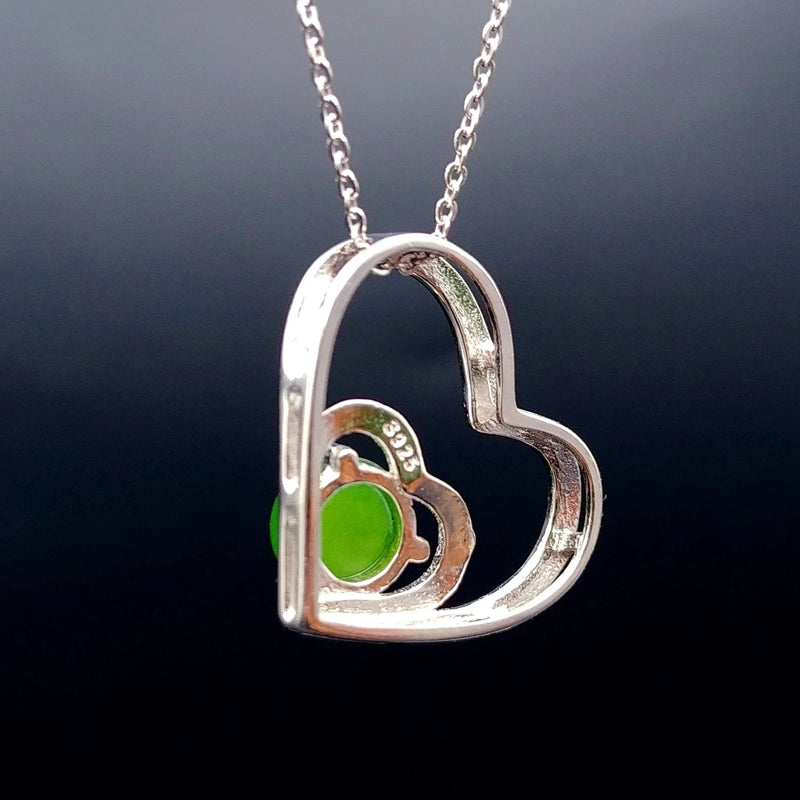 Jade Pendant - Heart Nested Silver - The Jade Store