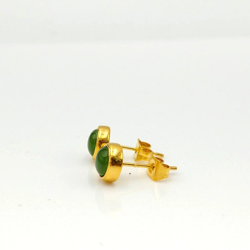 Jade Earrings - 5mm Round Studs Gold - The Jade Store