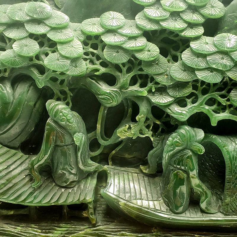 Jade Mountain Carving - Sages & River Scene - The Jade Store