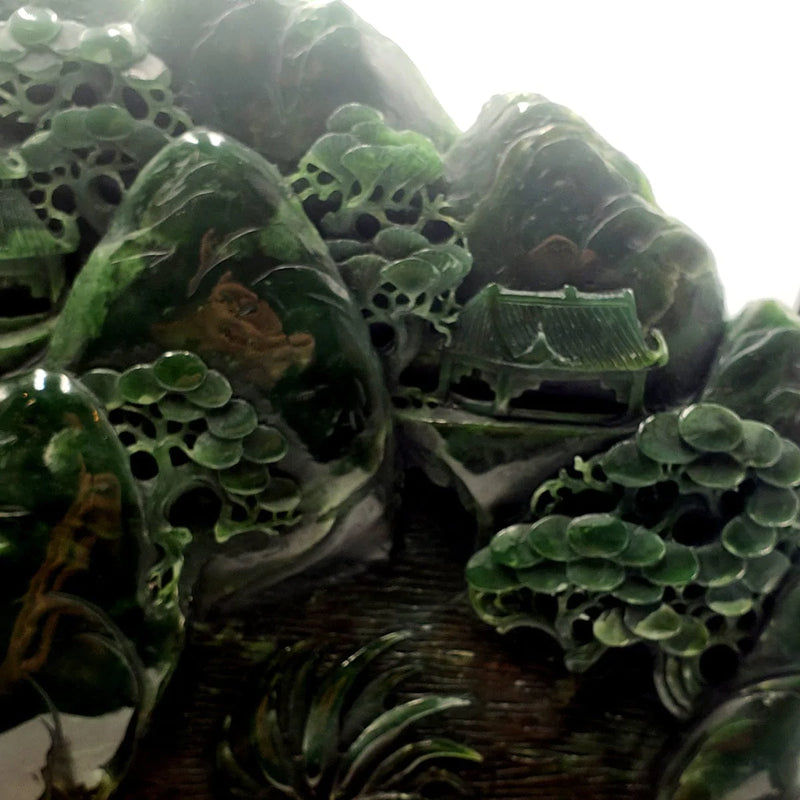 Jade Mountain Carving - Sages & River Scene - The Jade Store