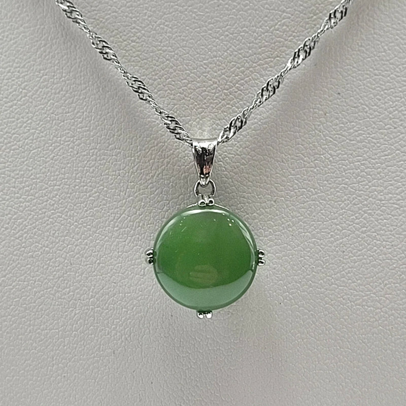 Jade Pendant - Round 4 Prong Stainless - The Jade Store