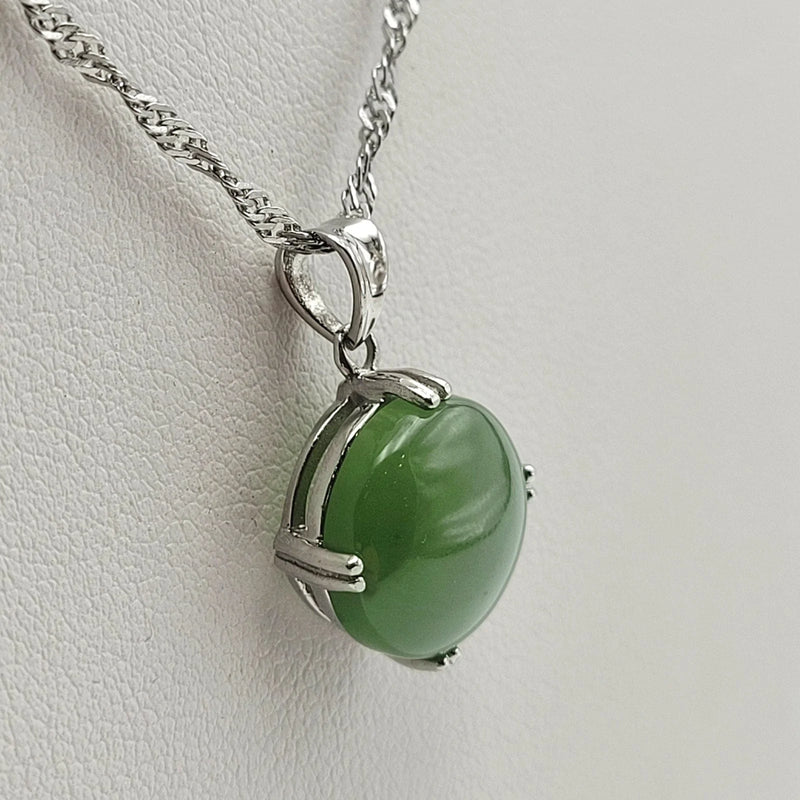Jade Pendant - Round 4 Prong Stainless - The Jade Store