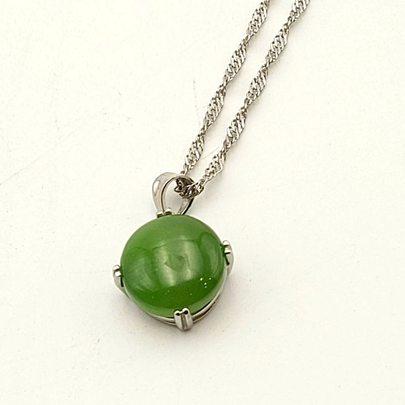 Jade Pendant - Round 4 Prong Stainless - The Jade Store