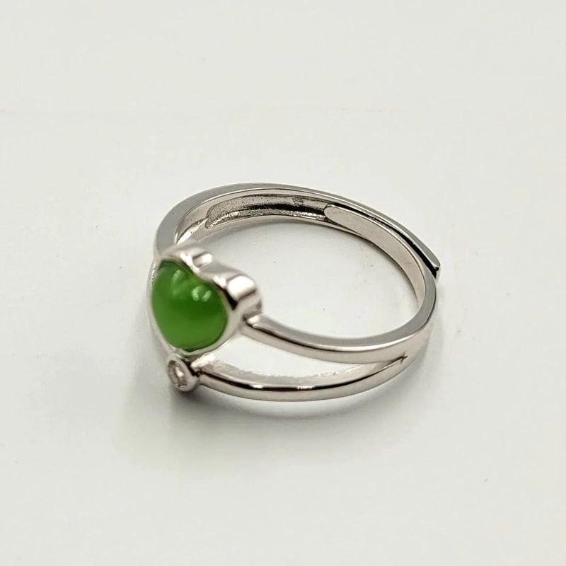 Jade Ring - Heart & Single CZ - The Jade Store