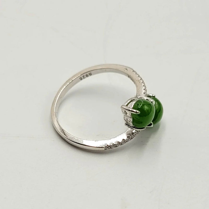 Jade Ring - 2 Hearts on Adjustable CZ Band - The Jade Store