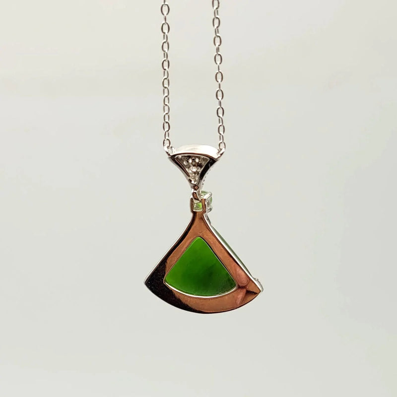 Jade Pendant - Fan with CZ - The Jade Store