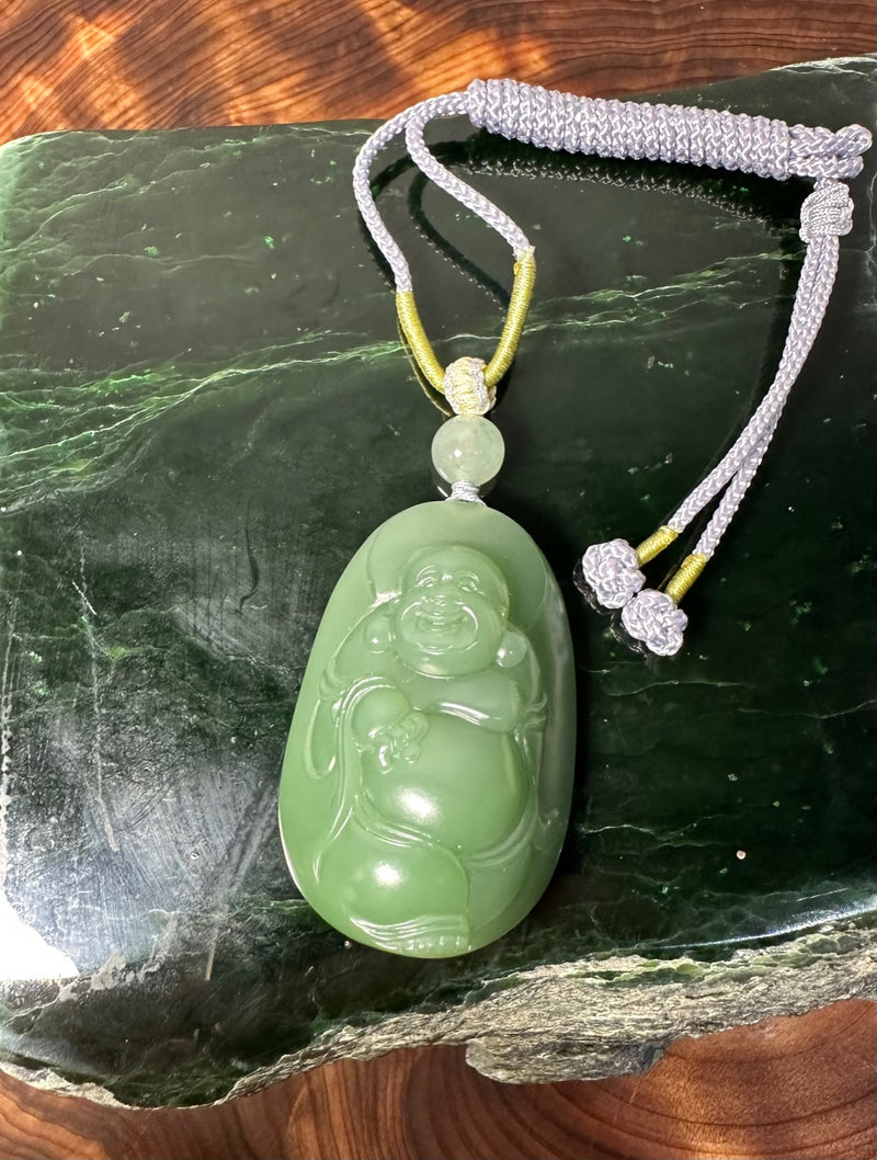 AA Siberian Nephrite Jade Happy Buddha Pendant -2