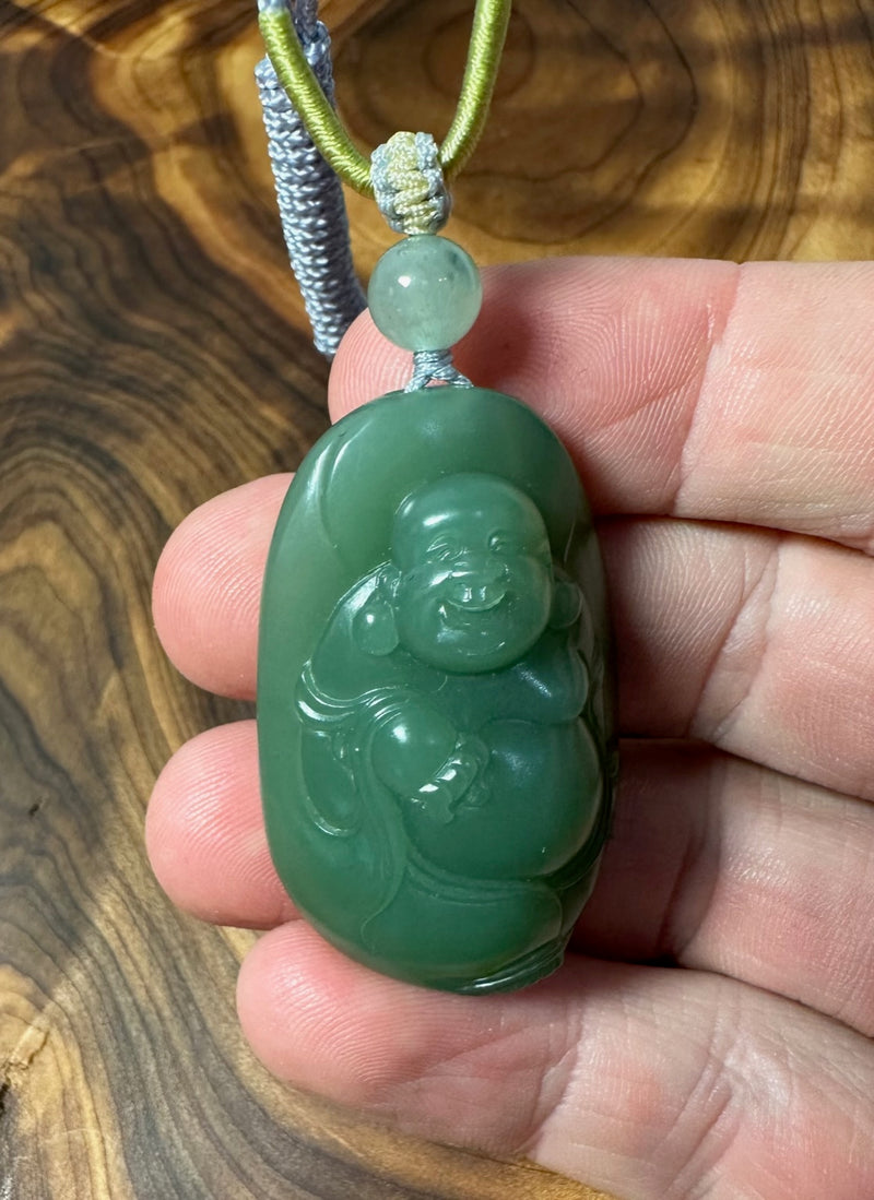 AA Siberian Nephrite Jade Happy Buddha Pendant -2