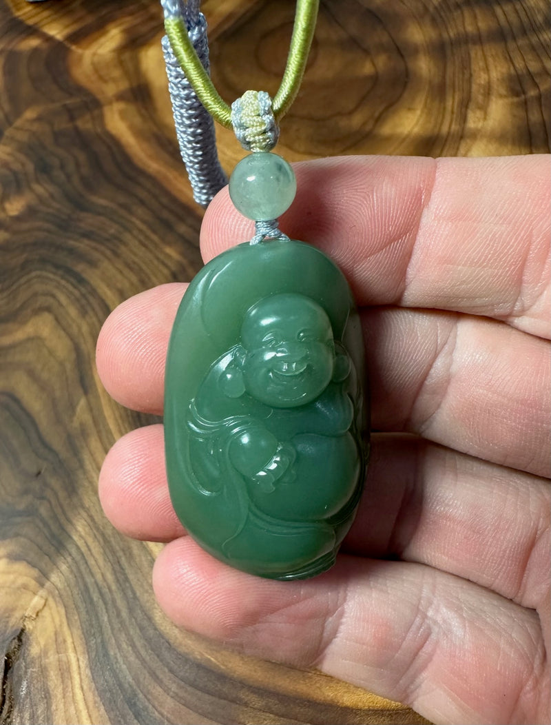 AA Siberian Nephrite Jade Happy Buddha Pendant -2