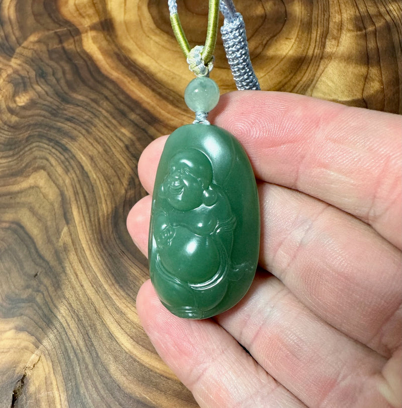 AA Siberian Nephrite Jade Happy Buddha Pendant -2