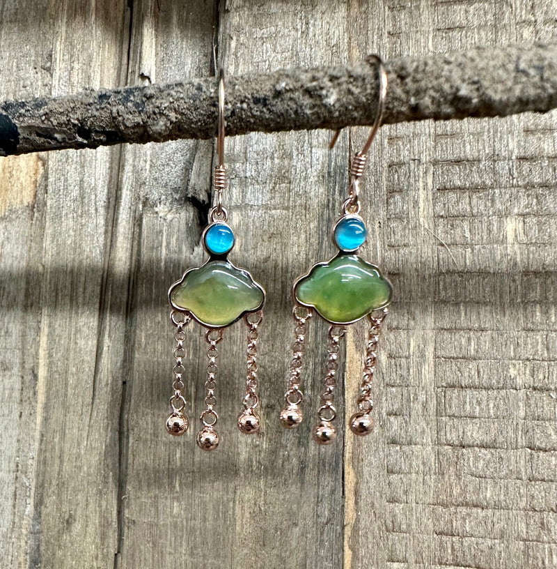 Earrings Jellyfish in sterling silver with rose gold overlay
