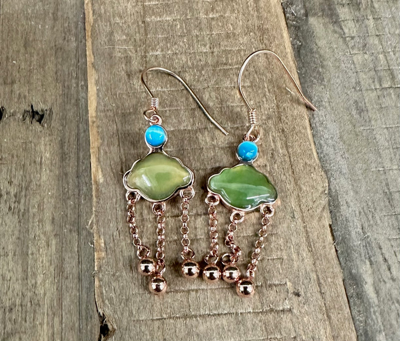 Earrings Jellyfish in sterling silver with rose gold overlay