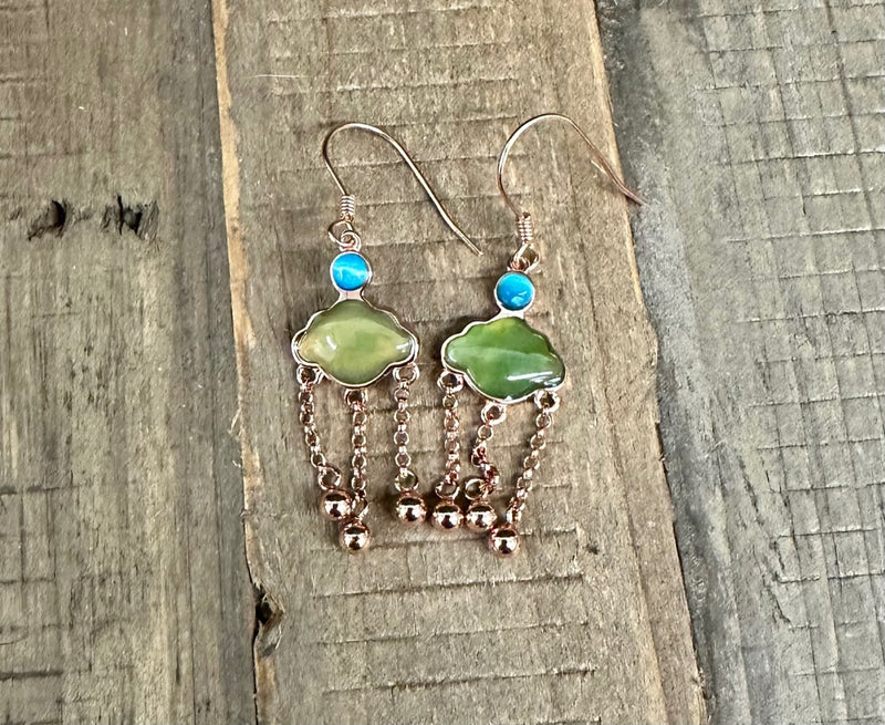 Earrings Jellyfish in sterling silver with rose gold overlay