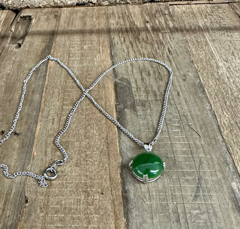 Jade Pendant - Round 4 Prong Stainless