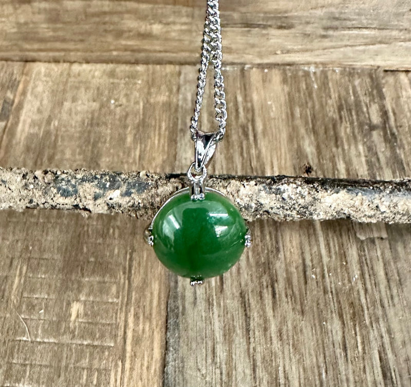 Jade Pendant - Round 4 Prong Stainless