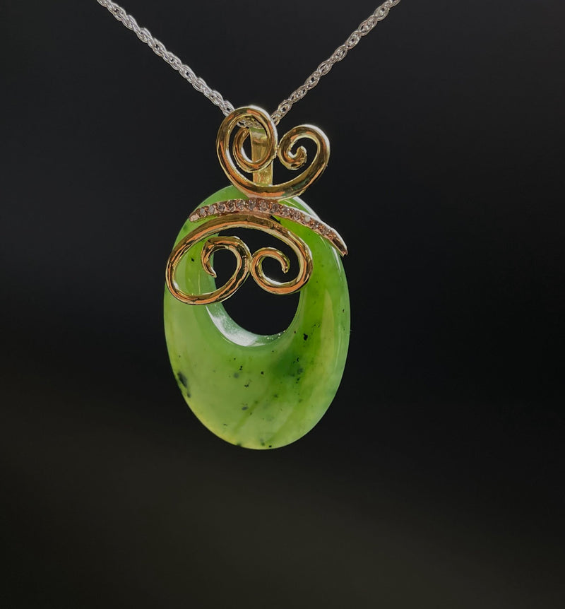 Jade Oval Butterfly Vermeil Pendant