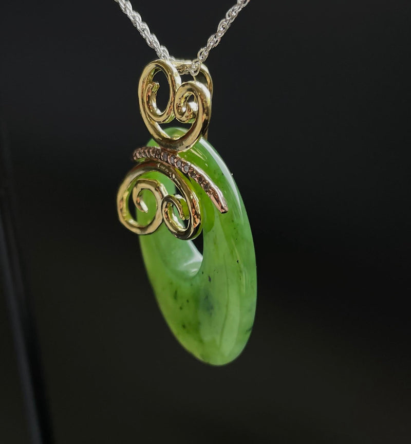 Jade Oval Butterfly Vermeil Pendant
