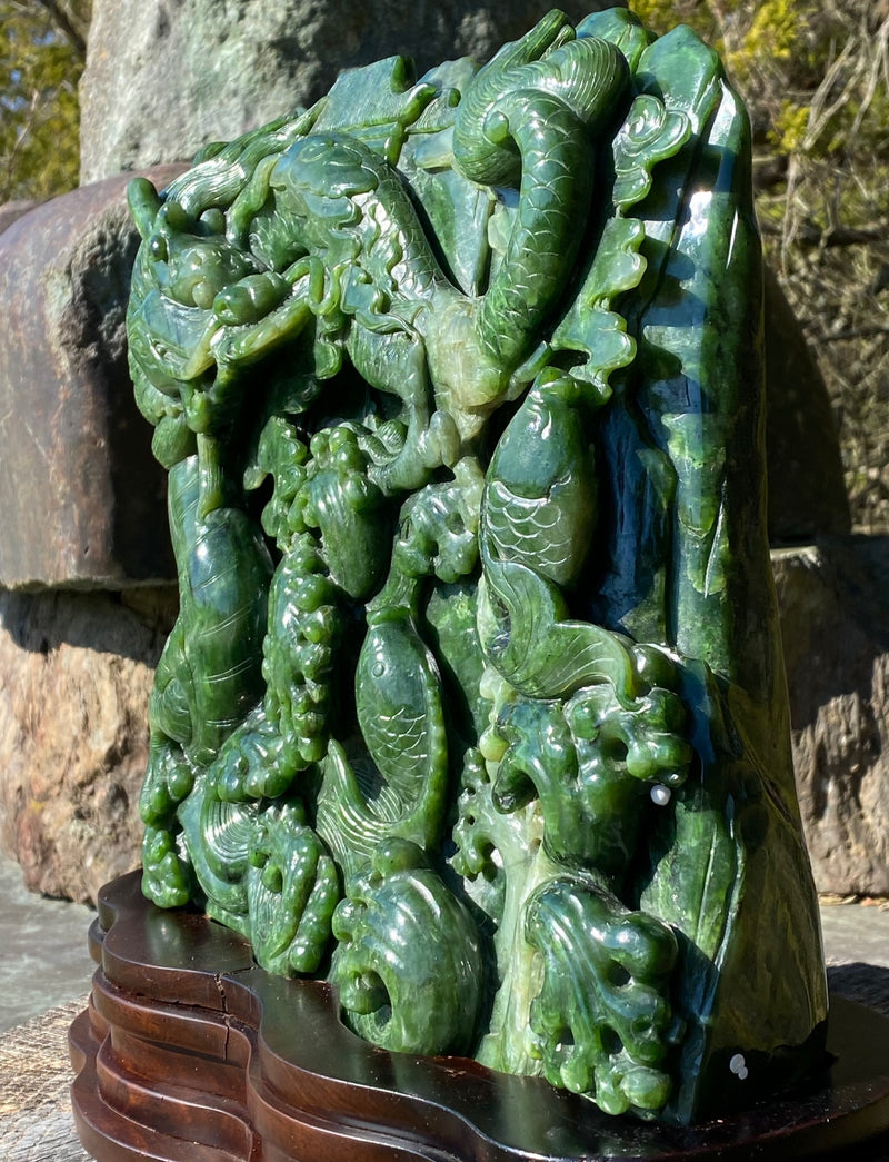 Dragon and Fish Carving - 14" x 9.5"