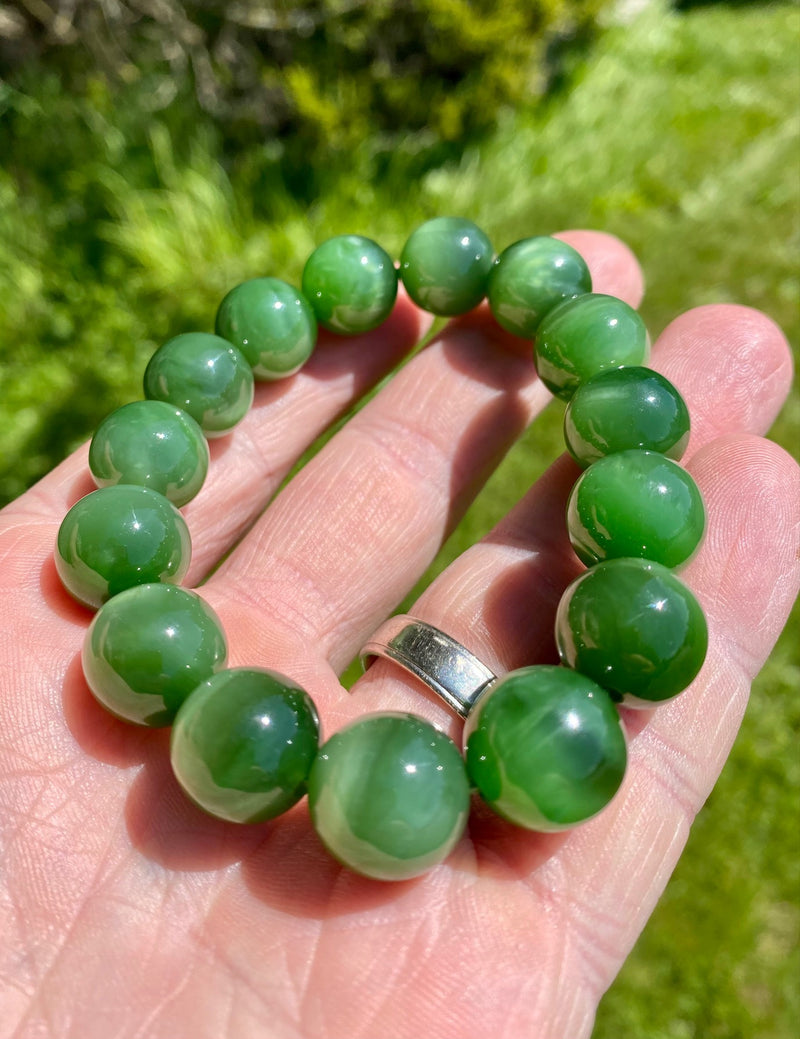 14mm AA Siberian Jade Chatoyant Bracelet