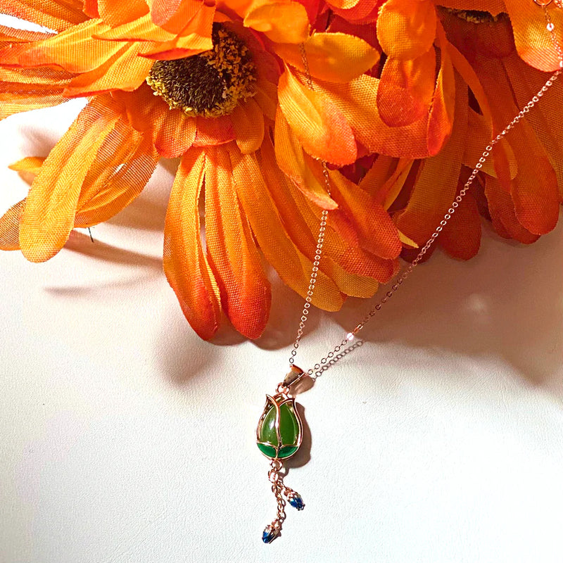 Flower Pendant, Plated Rose Gold