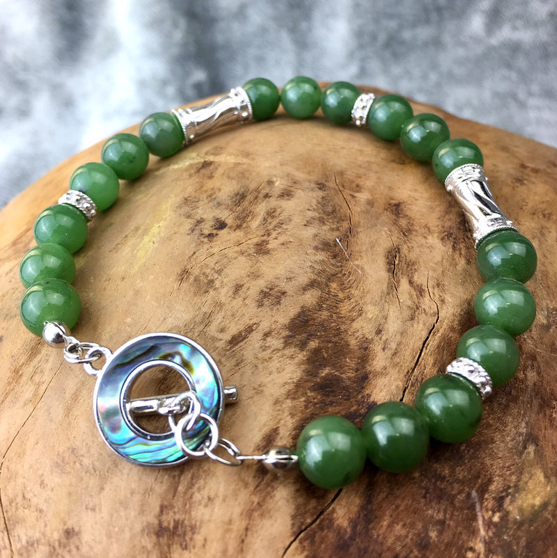 Stunning Jade & Abalone Bracelet, 2208-2