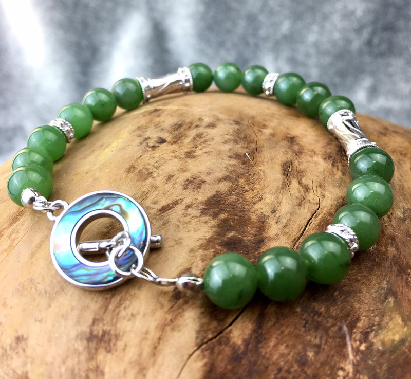 Stunning Jade & Abalone Bracelet, 2208-2