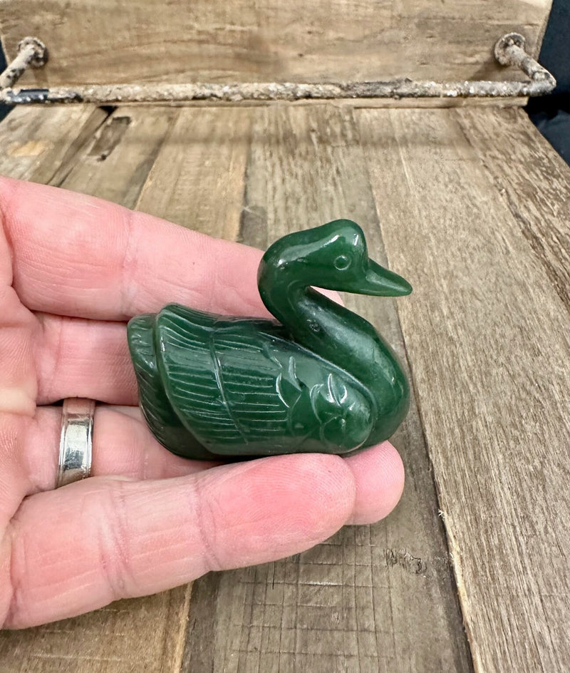 Canadian Jade Swan Carving - Multiple Sizes  - Jade Figurine - Natural Jade - Authentic Jade
