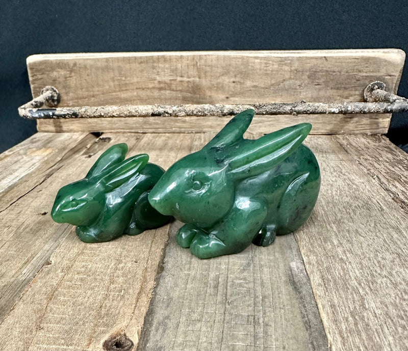 Canadian Nephrite Jade Rabbit Carving - Mulitple Sizes - Jade Figurine - Natural Jade - Green Jade - 2