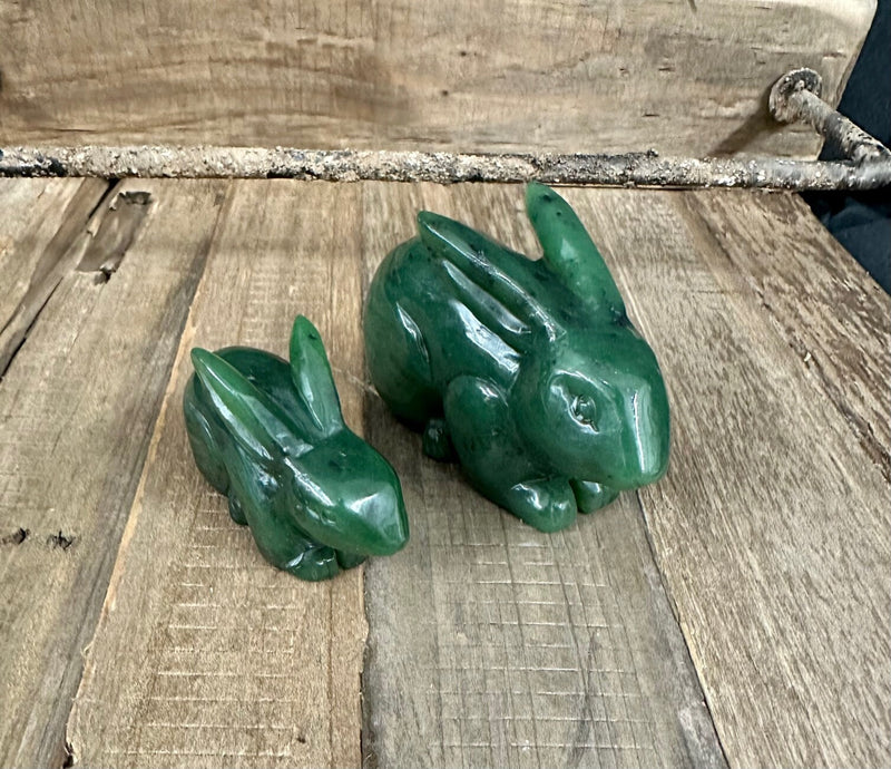 Canadian Nephrite Jade Rabbit Carving - Mulitple Sizes - Jade Figurine - Natural Jade - Green Jade - 2