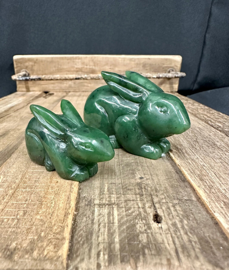 Canadian Nephrite Jade Rabbit Carving - Mulitple Sizes - Jade Figurine - Natural Jade - Green Jade - 2