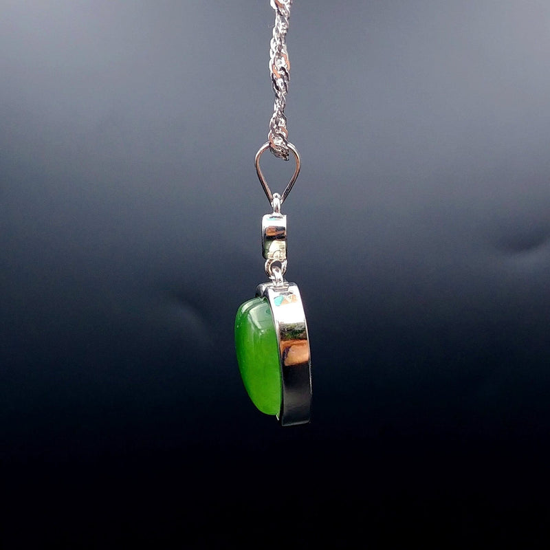 Canadian Nephrite Jade Heart Pendant - Set in Sterling Silver