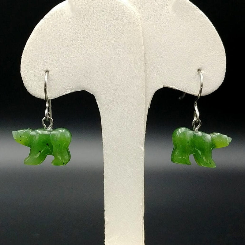 Canadian Nephrite Jade Bear Earrings