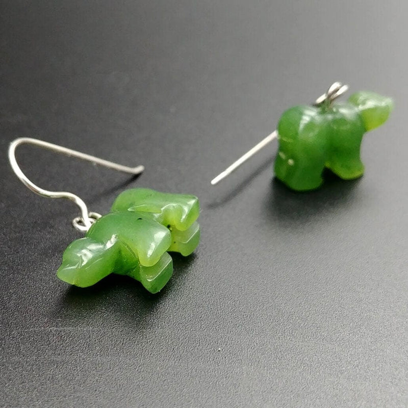 Canadian Nephrite Jade Bear Earrings