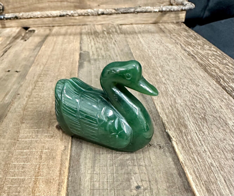 Canadian Jade Swan Carving - Multiple Sizes  - Jade Figurine - Natural Jade - Authentic Jade