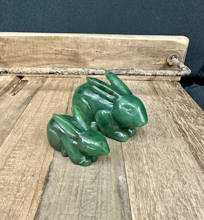 Canadian Nephrite Jade Rabbit Carving - Mulitple Sizes - Jade Figurine - Natural Jade - Green Jade - 2