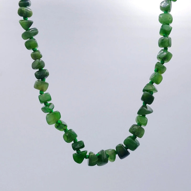 Canadian Nephrite Jade Chip Bead Necklace - 18" with a clasp