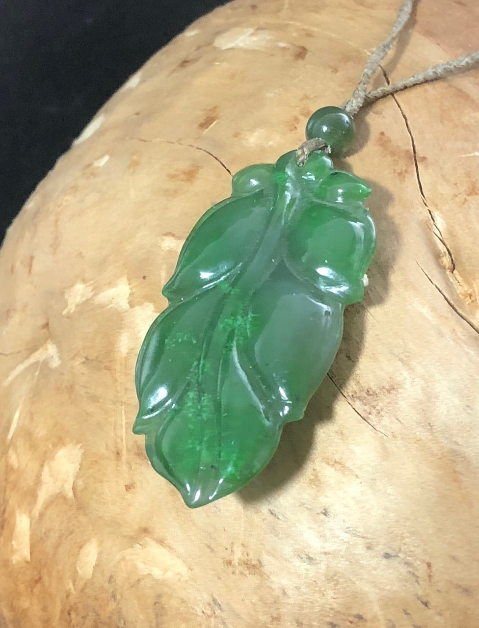 Canadian Nephrite Jade Leaf Pendant, Jade Necklace, Natural