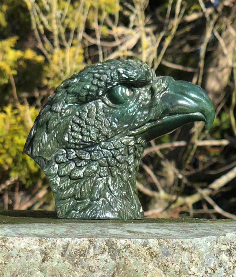 Jade Eagle Head Carving 4"x3"