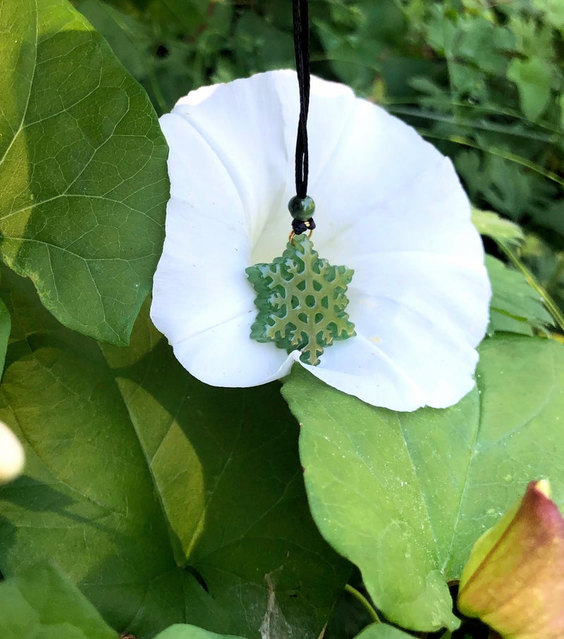 Jade Snowflake Pendant, 25mm
