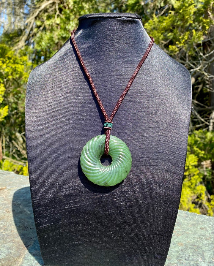 Canadian Nephrite Jade Spiral Pendant Donut Pendant Natural