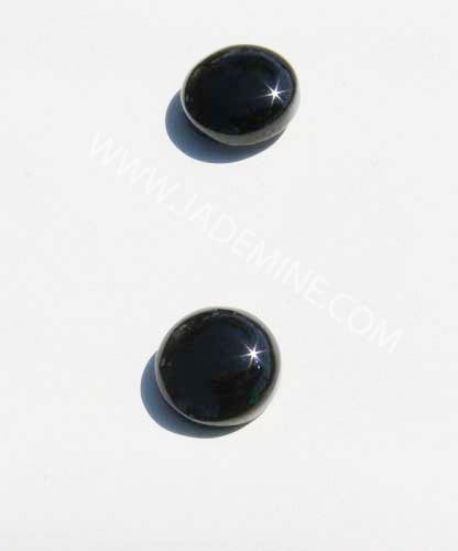 Australian Black Jade Dome Stud Earrings, 0577
