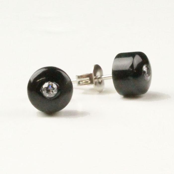 Stud Earrings, 2417 - Black Jade