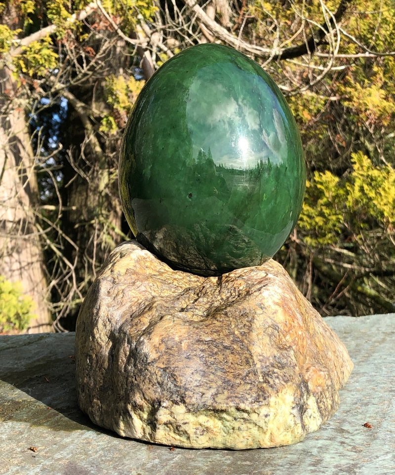 Large Jade Egg On A Base - 6" Dragon Egg